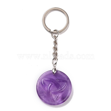 Schlüsselanhänger mit natürlichem Amethyst und Trinity-Knoten-Anhänger(KEYC-E038-02P-01)-2