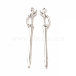 Rack Plating Alloy Big Pendants, Cadmium Free & Nickel Free & Lead Free, Sword Charm, Platinum, 70x10x3mm, Hole: 2mm(PALLOY-E025-21P)