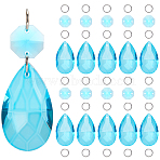 DIY Cone Suncatcher Making Kits, Including Glass Pendants & Links, 304 Stainless Steel Jump Rings, Light Sky Blue, 38x22x12mm, Hole: 1.8mm, 12pcs(DIY-SP0001-36C)
