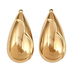 304 Stainless Steel Pendants, Teardrop Charms, Ion Plating(IP), Real 18K Gold Plated, 35.5x17x5mm, Hole: 1.4mm(STAS-L303-08G)