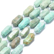 Natural Amazonite Beads Strands, Faceted, Double Terminated Pointed/Bullet, 25~27x13~15x12~13mm, Hole: 1.2mm, about 12~13pcs/strand, 15.35 inch(39cm)(G-F715-057)