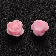 Opaque Resin Beads, Rose Flower, Hot Pink, 9x7mm, Hole: 1mm(CRES-B1029-A02)
