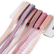 18 Yards 6 Styles Polyester Ribbon, for DIY Handmade Craft, Hair Bowknots and Gift Decoration, Pink Color Palette, Pink, 3/8~1/2 inch(10~12mm), about 3 yards/style(SRIB-C001-C03)