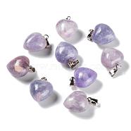 Natural Lilac Jade Pendants, with Platinum Brass Loops, Heart, 18~19x15~15.5x6~8mm, Hole: 6x2.5~3mm(G-I311-A11)