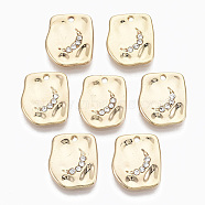 Alloy Charms, with Crystal Rhinestone, Cadmium Free & Nickel Free & Lead Free, Rounded Square, Real 18K Gold Plated, 14x11.5x2mm, Hole: 1.2mm(X-PALLOY-S135-019-NR)