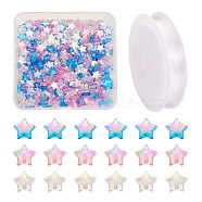 480Pcs 3 Colors Star Transparent Acrylic Beads, with 1 Roll Clear Elastic Crystal Thread, for DIY Children's Day Themed Stretch Bracelets Making Kits, Mixed Color, 10x10x4mm, Hole: 1.5mm(DIY-BT0001-17)