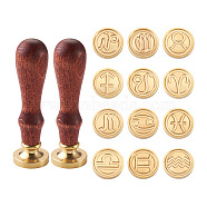 Wax Seal Brass Stamp Head, for Invitations, Envelopes, Gift Packing, Constellationsd, 12 Constellations, 25mm, 14pcs/set(AJEW-TA0001-05)