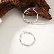 304 Stainless Steel Hoop Earrings, Huggie Hoop Earrings for Women, Ring, Stainless Steel Color, 30mm(BD2905-2)