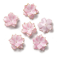 Golden Edge Flower Bead Cap, for DIY Jewelry Making, Pearl Pink, 30~32x10~12mm, Hole: 1~1.1mm(SACR-C002-33)