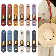 WADORN 12Pcs 12 Colors PU Leather Band Hat Clips, with Iron Clips, for Travel Bag Backpack, Mixed Color, 31x2.5x65mm, 1pc/color(FIND-WR0010-81)