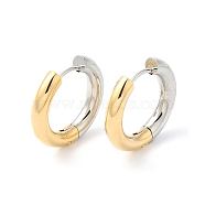 Two Tone Brass Huggie Hoop Earrings, Real Gold Plated & Real Platinum Plated, 6 Gauge, 21x22.5x4mm(EJEW-P228-03B)