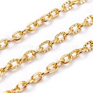 Iron Textured Cable Chains, Unwelded, with Spool, Golden, 4.2x3x0.8mm, about 328.08 Feet(100m)/roll(CH-0.8YHSZ-G)