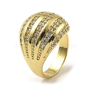 Rack Plating Brass Micro Pave Cubic Zirconia Finger Ring, Long-Lasting Plated, Lead Free & Cadmium Free, Real 18K Gold Plated, Inner Diameter: 16mm(RJEW-H218-03G)
