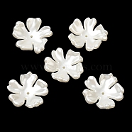 ABS Plastic Imitation Pearl Bead Caps, 5-Petal Flower, WhiteSmoke, 31x32x12mm, Hole: 1.6mm(OACR-A020-02)