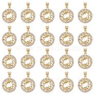 20Pcs Brass Micro Pave Cubic Zirconia Pendants, with Snap on Bails, Golden, Ring with Fish, Clear, 19x16x3mm, Hole: 3x4.5mm(KK-SZ0005-83)