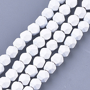 Spray Painted Non-magnetic Synthetic Hematite Beads Strands, Star Cut Round Beads, Faceted, White, 6x6x6mm, Hole: 0.8mm, about 64~67pcs/strand, 14.9 inch~15.7 inch(G-T116-16-16)