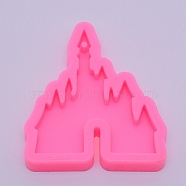 Castle Keychain Silicone Molds, Resin Casting Pendant Molds, For UV Resin, Epoxy Resin Jewelry Making, Hot Pink, 81x71x10mm, Hole: 2.5mm(DIY-TAC0008-46)