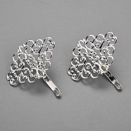 Iron Hair Findings, Pony Hook, Ponytail Decoration Accessories, Fit for Brass Filigree Cabochons, Silver, 43x37x12mm(KK-P195-02S)
