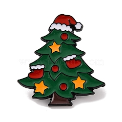 Christmas Tree Enamel Pins, Christmas Theme Alloy Brooches for Backpack Clothes, Red, 30x28x1mm(JEWB-M043-03D)