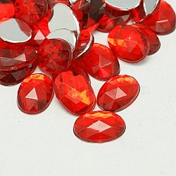 Imitation Taiwan Acrylic Rhinestone Cabochons, Faceted, Flat Back Oval, Red, 25x18x6mm, about 200pcs/bag(GACR-A008-18x25mm-06)