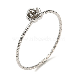 304 Stainless Steel Rose Flower Finger Ring, Stainless Steel Color, US Size 8 1/4(18.3mm)(X-RJEW-P090-01P)