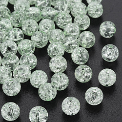 Transparent Crackle Acrylic Beads, Round, Light Green, 8x7mm, Hole: 1.8~2mm(X-MACR-S373-66-N03)