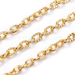 Iron Textured Cable Chains, Unwelded, with Spool, Golden, 4.2x3x0.8mm, about 328.08 Feet(100m)/roll(CH-0.8YHSZ-G)