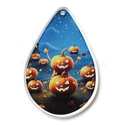 Halloween Theme Opaque Acrylic Pendants, Pumpkin, 44.5x30.5x2mm, Hole: 1.6mm(SACR-Z004-03G)