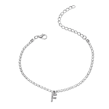 Fashionable and Creative Rhinestone Anklet Bracelets, English Letter F Hip-hop Creative Beach Anklet for Women