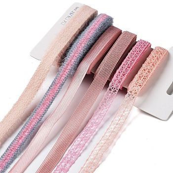 18 Yards 6 Styles Polyester Ribbon, for DIY Handmade Craft, Hair Bowknots and Gift Decoration, Pink Color Palette, Pink, 3/8~1/2 inch(10~12mm), about 3 yards/style