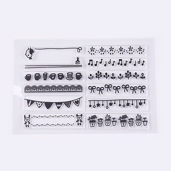 Silicone Stamps, for DIY Scrapbooking, Photo Album Decorative, Cards Making, Clear, 14~17x66~68mm