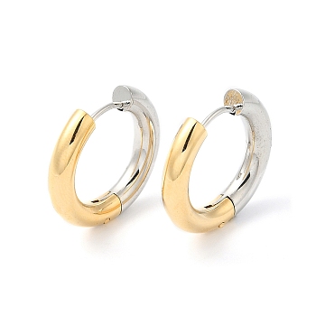 Two Tone Brass Huggie Hoop Earrings, Real Gold Plated & Real Platinum Plated, 6 Gauge, 21x22.5x4mm