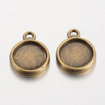 Flat Round Tibetan Style Alloy Pendant Cabochon Settings, Double-sided Tray, Lead Free & Nickel Free & Cadmium Free, Antique Bronze, Tray: 10mm, 16x13x3mm, Hole: 2mm, about 610pcs/610g
