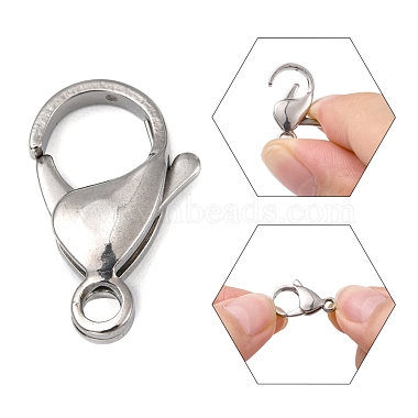 Polished 316 Surgical Stainless Steel Lobster Claw Clasps(STAS-R072-18A)-3