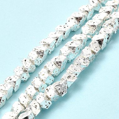 Electroplated Natural Lava Rock Beads Strands(G-G984-11S)-2