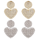 2 Pairs 2 Colors Crystal Rhinestone Heart Dangle Stud Earrings with 925 Sterling Silver Pin(EJEW-AN0001-25)-1