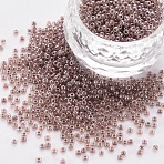 12/0 Imitation Jade Glass Seed Beads, Opaque Colours Luster, Round, Rosy Brown, 2x1.5mm, Hole: 1mm, about 40000pcs/Pound(SEED-S049-A-012)