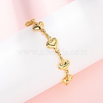 Brass Link Chain Bracelets for Women, Heart, Long-Lasting Plated, Rack Plating, Cadmium Free & Lead Free, Real 18K Gold Plated, 7.48 inch(19cm)(BJEW-C140-05G)