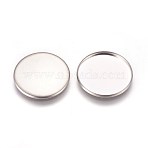 Non-Tarnish 304 Stainless Steel Plain Edge Bezel Cups, Cabochon Settings, Flat Round, Stainless Steel Color, Tray: 25mm, 26.5x2mm(X-STAS-E460-10P-25mm)