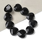 Natural Obsidian Beads Strands, Faceted, Heart, 14.5~15x15~15.5x5.5~6mm, Hole: 1mm, about 10pcs/strand, 5.51~5.71''(14~14.5cm)(G-A309-A12-01)