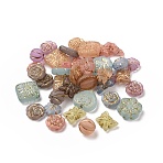 Plating Acrylic Beads, Golden Metal Enlaced, Frosted, Mixed Shapes, Mixed Color, 10.5~18.5x12~18x4.5~11.5mm, Hole: 1.2~1.8mm(X-OACR-C013-16)
