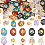 200Pcs 10 Colors Opaque & Transparent Acrylic Metal Enlaced Beads, Oval with Flower Pattern, Mixed Color, 13.5x11x5mm, Hole: 1.6mm, 20pcs/color(OACR-SC0002-69)