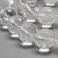 Grade AB Natural Quartz Crystal Beads Strands, Rock Crystal Beads, Faceted Round, 12~13mm, Hole: 1.5mm, about 33pcs/strand, 15.7 inch(G-R439-05-12mm)