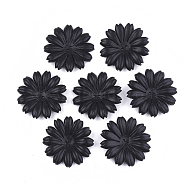 Multi-Petal Eco-Friendly Cowhide Bead Cap, Flower, Black, 34x5mm, Hole: 1.5mm(FIND-T045-37A)
