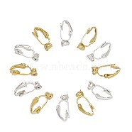 Brass Clip-on Earring Converters Findings, for Non-Pierced Ears, Golden & Silver, 19x6x9mm, Hole: 1mm(KK-TA0007-21)