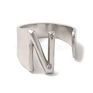 201 Stainless Steel Finger Rings, Letter N, Inner Diameter: 18mm(RJEW-H223-04P-N)