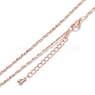 Brass Link Chain Necklaces, Long-Lasting Plated, Real Rose Gold Plated, 16.54 inch(42cm)(NJEW-K123-10RG)