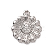 304 Stainless Steel Pendants, Flower, Stainless Steel Color, 21x18x3mm, Hole: 2mm(STAS-E169-24P)