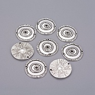 Tibetan Style Links/Connectors, Lead Free and Cadmium Free, Flat Round, Antique Silver, 22x2mm, Hole: 1.5mm(TIBEP-EA300YKG-AS-LF)