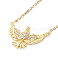Clear Cubic Zirconia Eagle Pendant Necklace, 304 Stainless Steel Jewelry for Women, Golden, 17.72 inch(45cm)(NJEW-O125-16G)